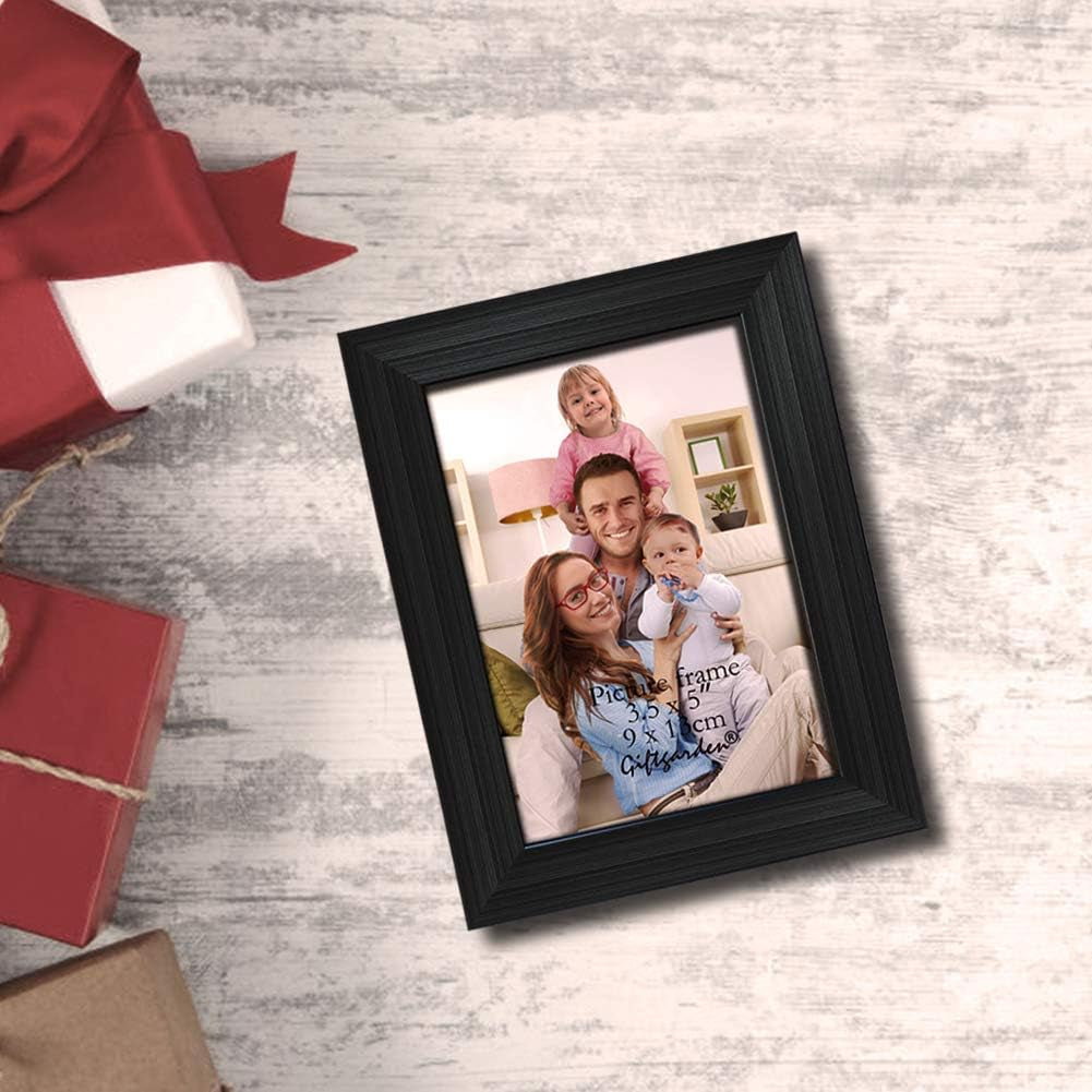 12 Pack 3.5X5 Black Picture Frame Bulk Set for Desktop Display or Wall Mounting