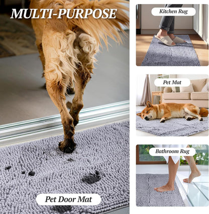 Cat Litter Mat, Litter Trapping Mat, 35"× 25" Cat Kitty Litter Rug with Waterproof Back, Super Soft for Cat'S Paws, Machine Washable, Grey