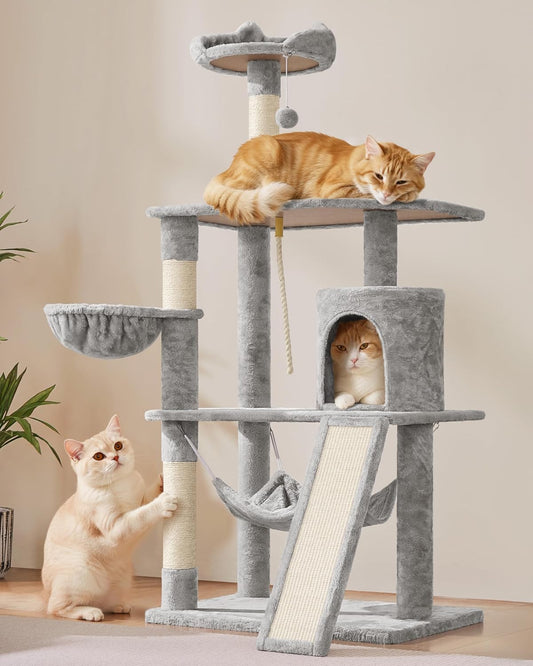 Yaheetech 63.5In Multi-Level Cat Tree Tower Condo with Scratching Posts, Platform & Hammock, Cat Activity Center Play Furniture for Kittens, Cats, and Pets