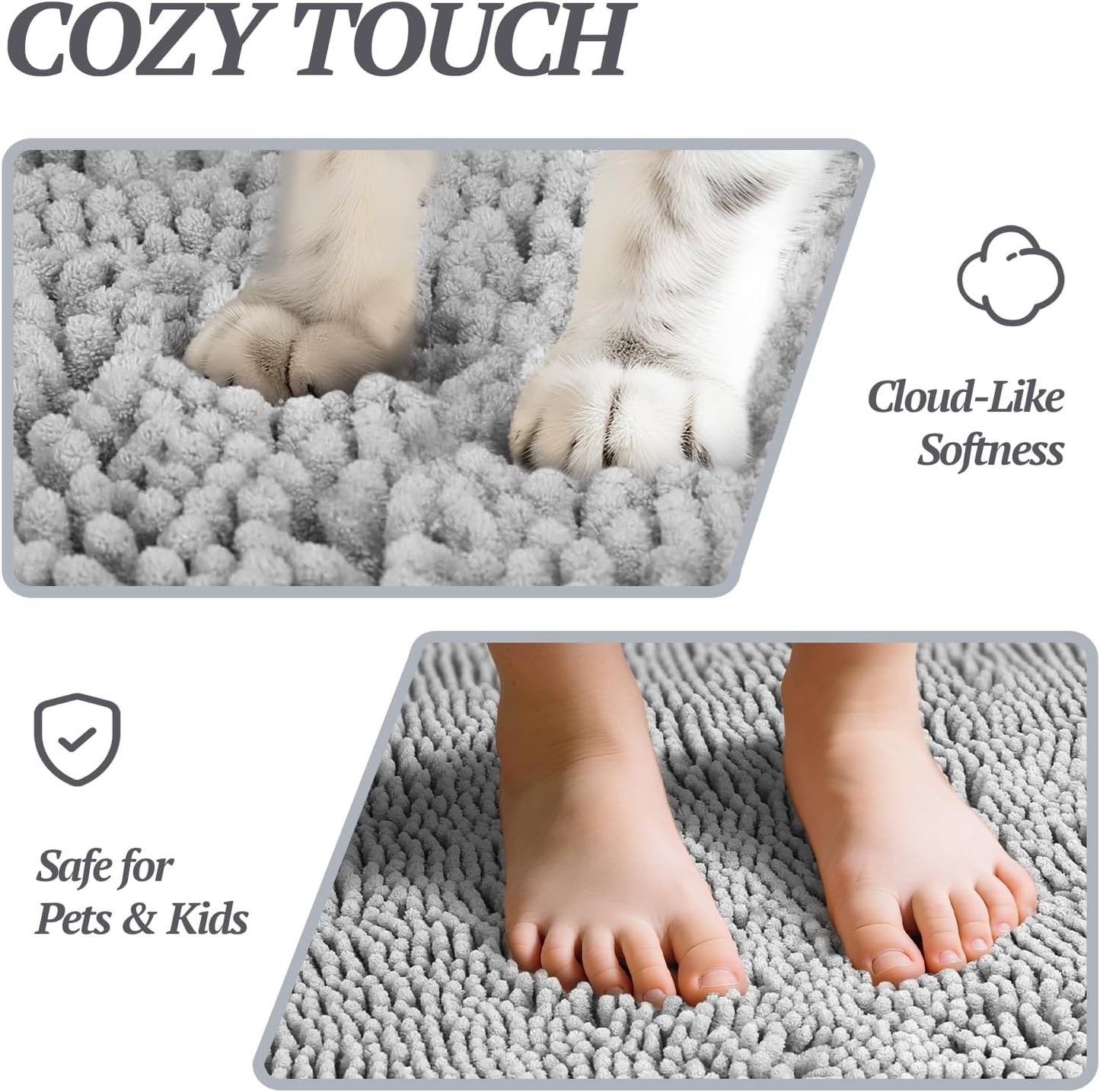 Cat Litter Mat, Litter Trapping Mat, 35"× 25" Cat Kitty Litter Rug with Waterproof Back, Super Soft for Cat'S Paws, Machine Washable, Grey