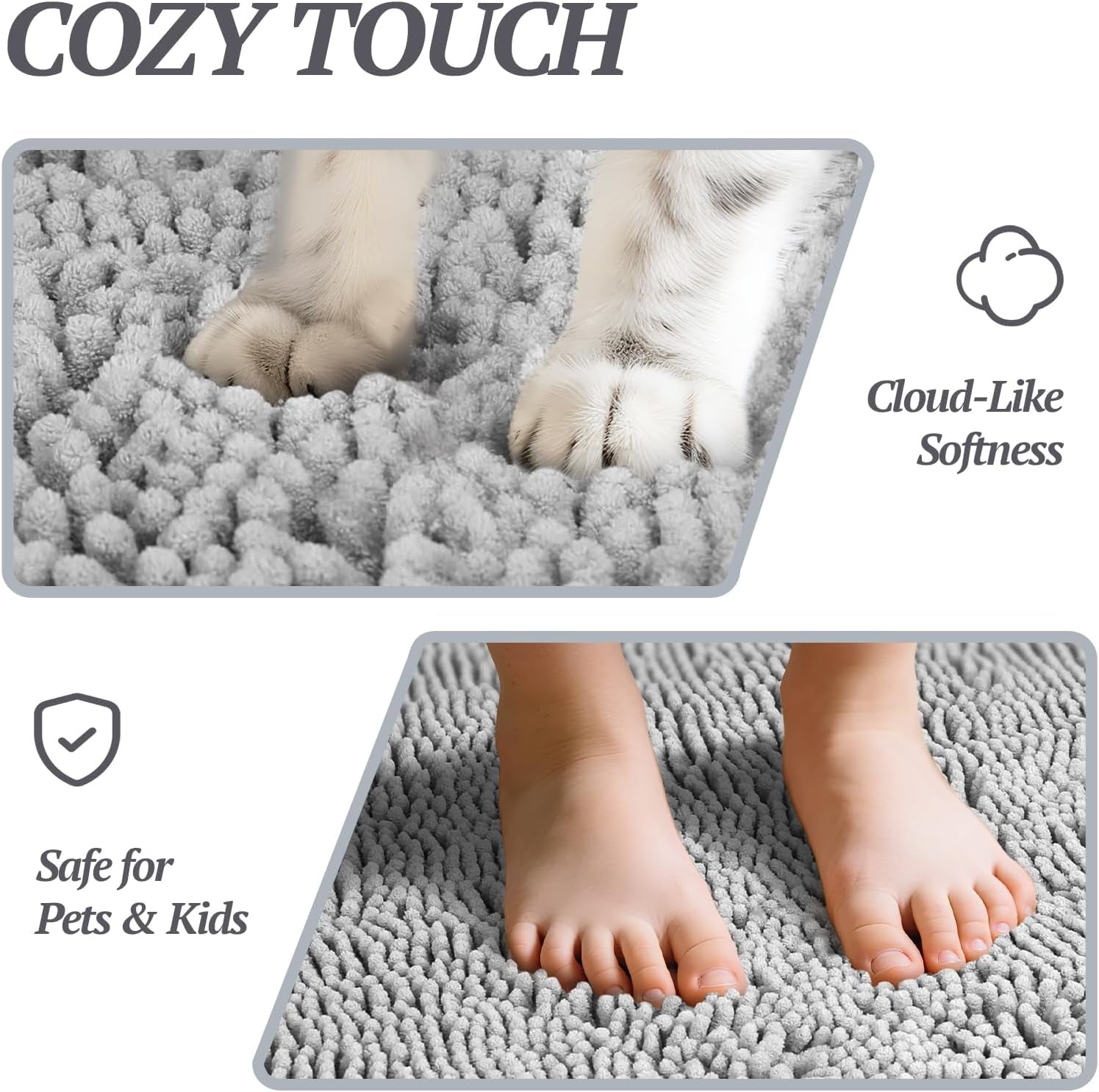 Cat Litter Mat, Litter Trapping Mat, 35"× 25" Cat Kitty Litter Rug with Waterproof Back, Super Soft for Cat'S Paws, Machine Washable, Grey
